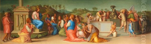 Joseph's Brothers Beg For Help Oil Painting by (Jacopo Carucci) Pontormo