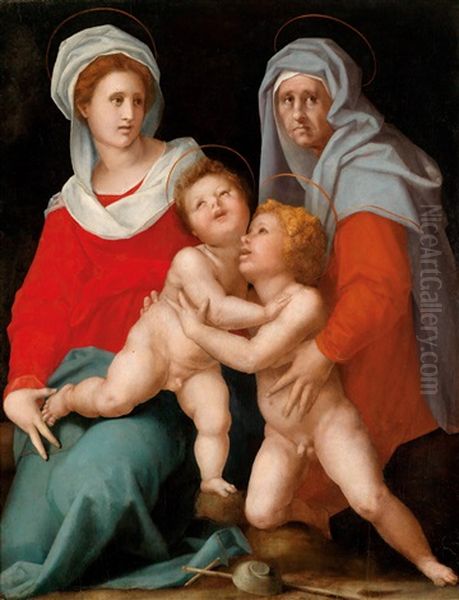 Madonna Mit Kind, Der Heiligen Elisabeth Und Dem Johannesknaben (collaboration With Workshop) Oil Painting by (Jacopo Carucci) Pontormo