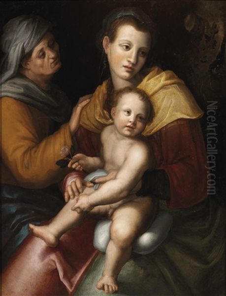 Madonna Mit Kind Und Der Heiligen Anna Oil Painting by (Jacopo Carucci) Pontormo