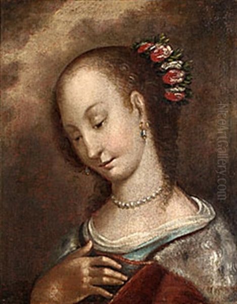 Madonnahuvud (from Bebadelsescen) Oil Painting by (Jacopo Carucci) Pontormo