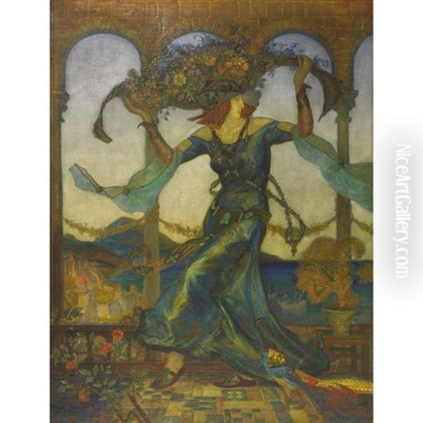 Flora Path By The Lake Oil Painting by Frederic Victor Poole