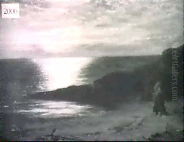 Coastline With Two Figures Oil Painting by Paul Falconer Poole