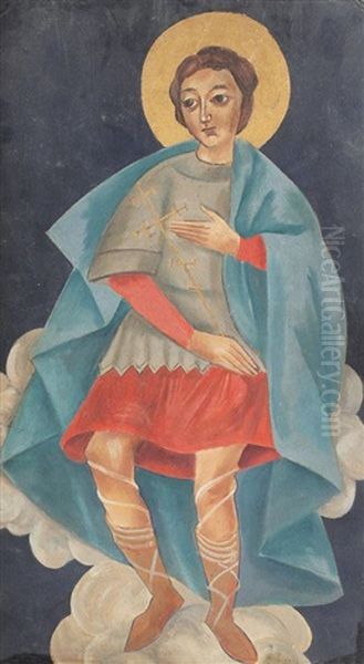 Arhanghelul Mihail Oil Painting by Elena Popea