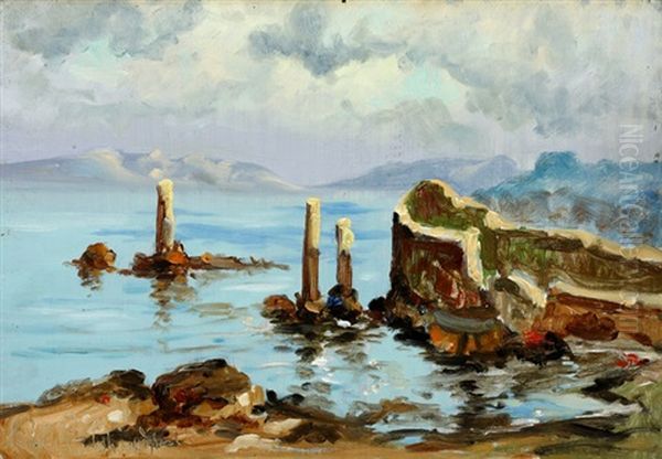 Ruins Near The Sea Oil Painting by Stelian Popescu-Ghimpati
