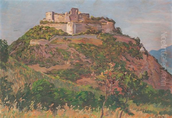 Landscape With The Fortress Of Deva Oil Painting by Alexandru Popp