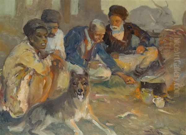 Evening By The Fire Oil Painting by Jon Popp