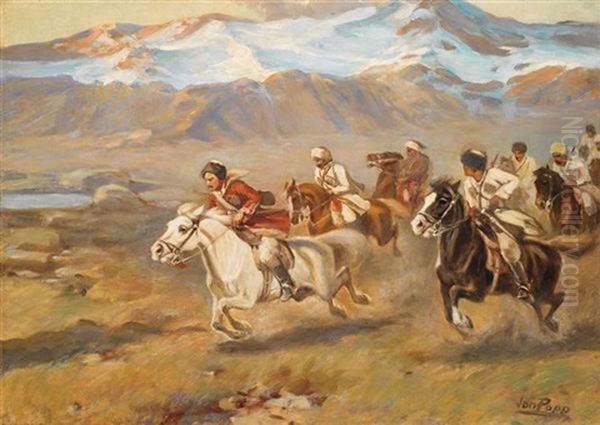 Cavaliers Du Caucase Caucasian Horsemen Oil Painting by Jon Popp