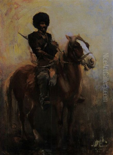 Tscherkessenreiter Im Kaukasus Oil Painting by Jon Popp