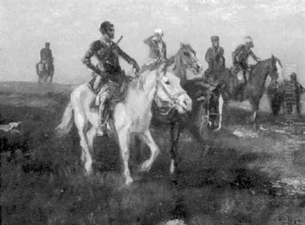 Bewaffnete Reiter Im Abendlicht Oil Painting by Jon Popp