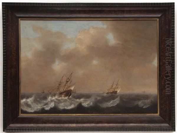Seascape With Masted Vessels Oil Painting by Jan Porcellis