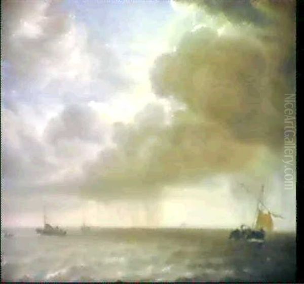 Shipping In An Estuary Oil Painting by Jan Porcellis