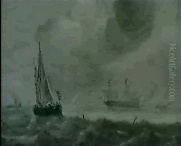 Marine,grisaille Oil Painting by Jan Porcellis