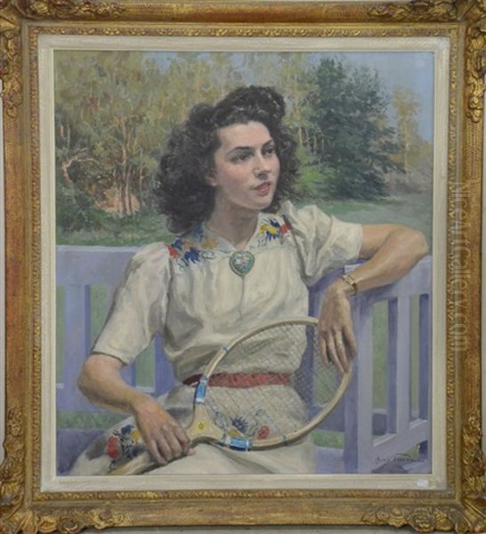 Portrait De Melle Nelly Hondekijn Oil Painting by Oswald Poreau