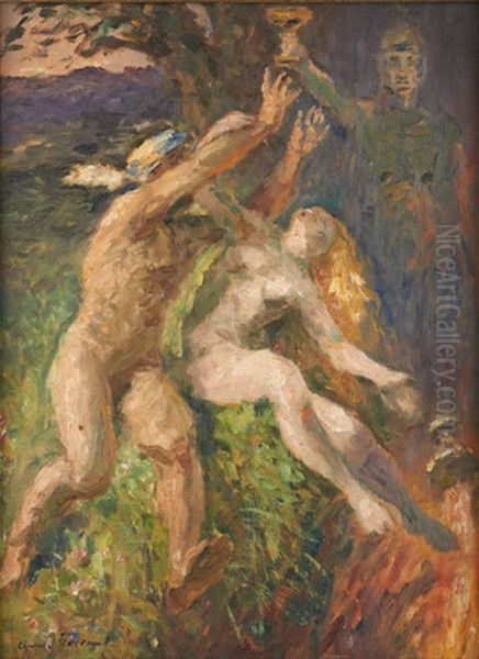 Scene Symboliste Oil Painting by Oswald Poreau