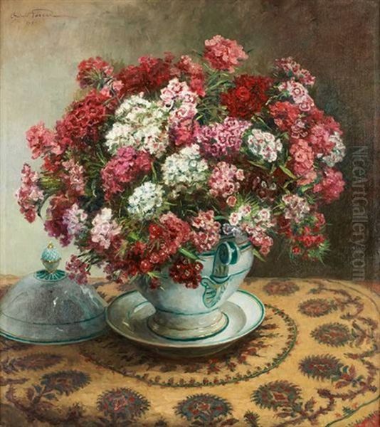 Oeillets Du Poete Oil Painting by Oswald Poreau