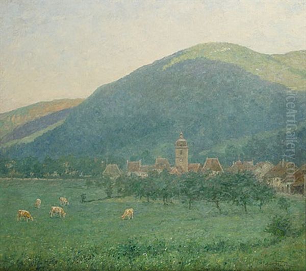 Zicht Op De Dourbes Vallei Oil Painting by Oswald Poreau