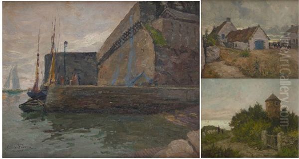 Vues Du Finistere Et Du Morbihan (+ 2 Others, Various Sizes; 3 Works) Oil Painting by Oswald Poreau