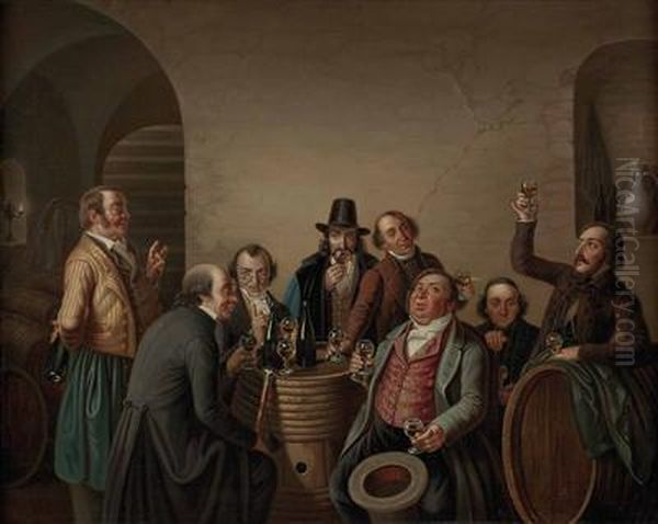 Die Weinverkostung Oil Painting by Bohun Peter Michal Slavomil