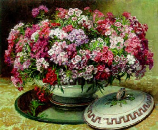 Oeillets Du Pocte Oil Painting by Oswald Poreau