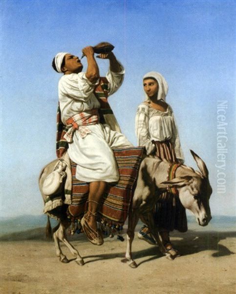 La Halte Oil Painting by Charles (Louis Etienne Ch.) Porion