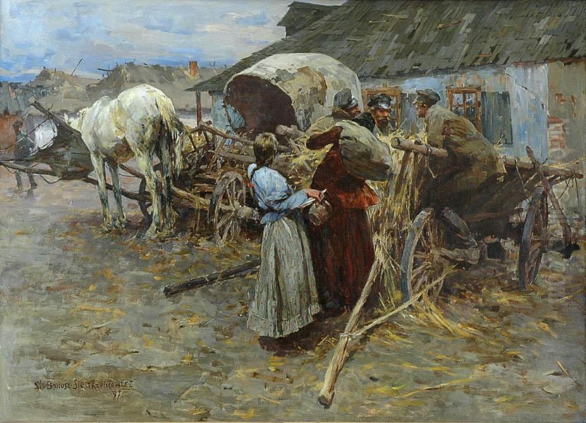 Przed Chata Oil Painting by Stanislaw Bohusz-Siestrzencewicz