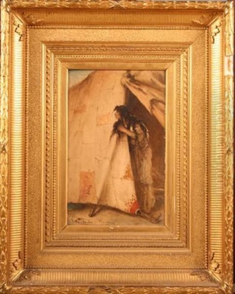 Hongrie (femme Sortant D'une Tente) Oil Painting by Jean-Francois Portaels