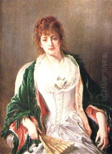 Portrait De Rose Caron Oil Painting by Jean-Francois Portaels