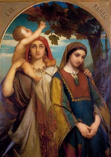 Lea Und Rachel Oil Painting by Jean-Francois Portaels