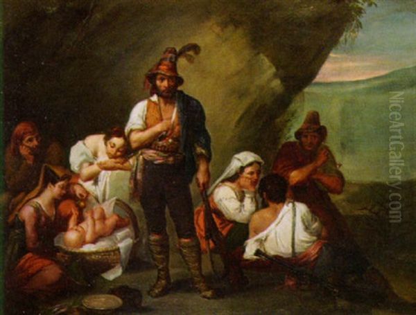 Genre Scene With Figures Resting Oil Painting by Jean-Francois Portaels