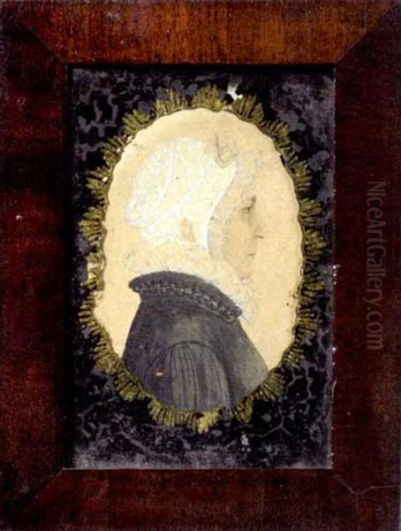 Profile Portrait Of Woman In Black Dress Oil Painting by Rufus Porter