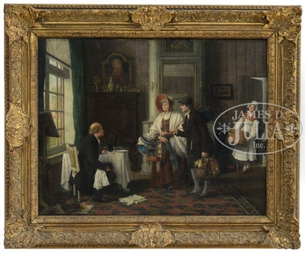 The Weekend Visitors Oil Painting by Gerard Jozef Portielje