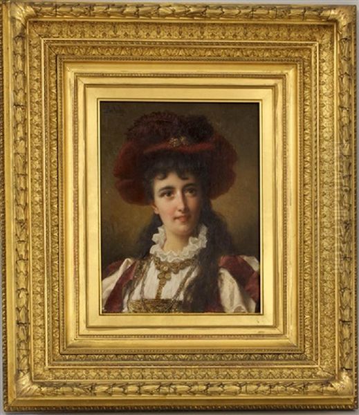Portrait Of Mrs. Ch. Rode Of New York Oil Painting by Jan Frederik Pieter Portielje