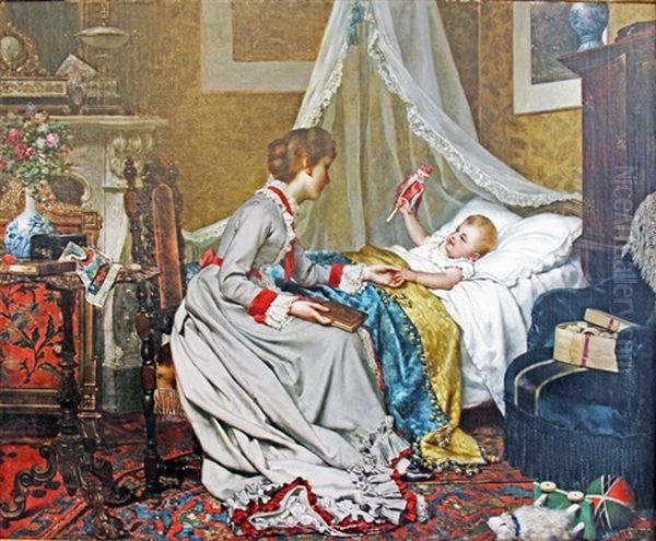 Bedtime Oil Painting by Jan Frederik Pieter Portielje