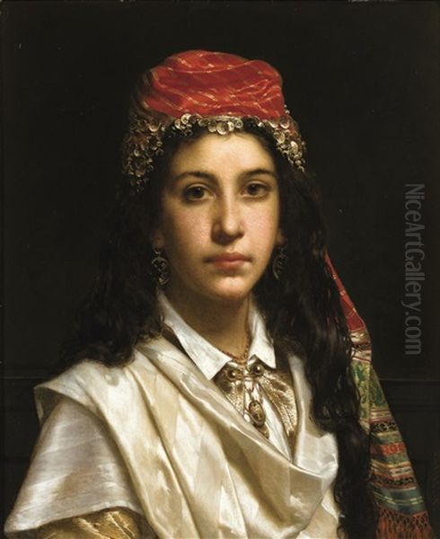 Young Lady Wearing A Middle-eastern Costume Oil Painting by Jan Frederik Pieter Portielje