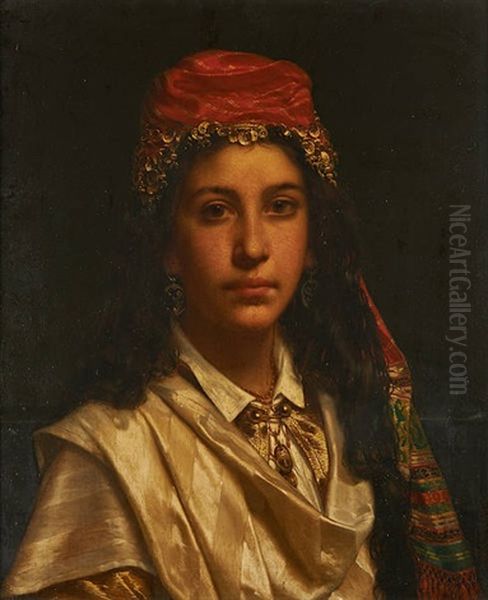 Portrait De Jeune Orientale Oil Painting by Jan Frederik Pieter Portielje