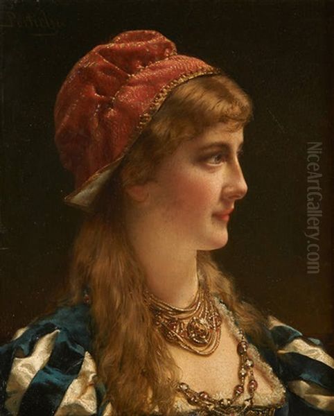 Jeune Femme De Profil Oil Painting by Jan Frederik Pieter Portielje