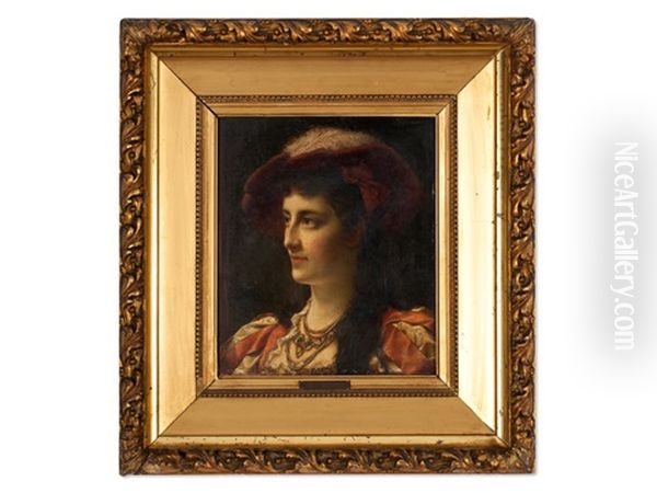 Portrait Of A Young Woman Oil Painting by Jan Frederik Pieter Portielje