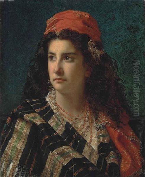 A Young Beauty Oil Painting by Jan Frederik Pieter Portielje