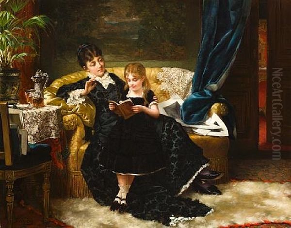 The Little Reader Oil Painting by Jan Frederik Pieter Portielje