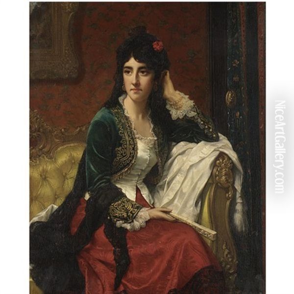 Portrait Of A Lady Oil Painting by Jan Frederik Pieter Portielje