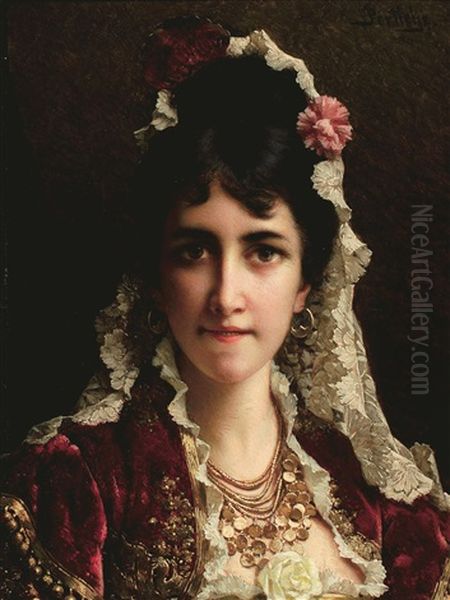 La Belle Espagnole - Spaanse Schone Oil Painting by Jan Frederik Pieter Portielje