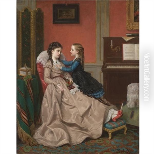 Mother's Darling Oil Painting by Jan Frederik Pieter Portielje