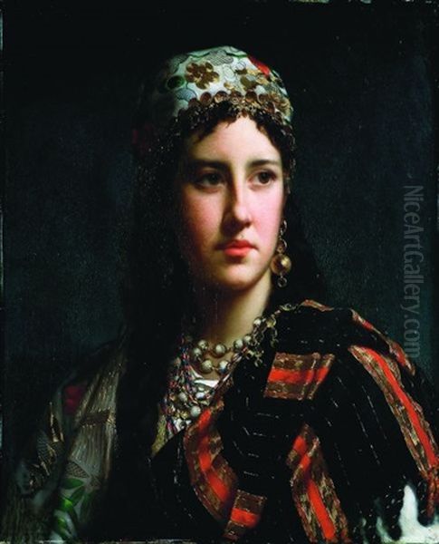 L'echarpe Rayee Oil Painting by Jan Frederik Pieter Portielje