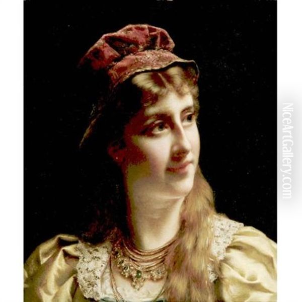 Portrait Of A Young Girl Oil Painting by Jan Frederik Pieter Portielje