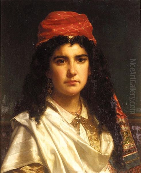 An Oriental Beauty Oil Painting by Jan Frederik Pieter Portielje