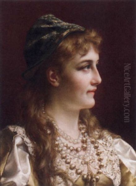 A Young Beauty Oil Painting by Jan Frederik Pieter Portielje