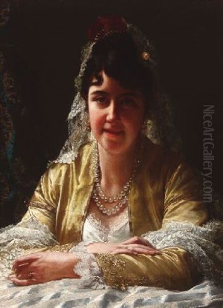 Portrat Einer Jungen Spanischen Schonheit Oil Painting by Jan Frederik Pieter Portielje