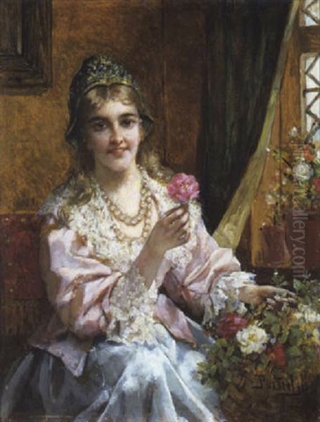 Voulez-vous La Rose? Oil Painting by Jan Frederik Pieter Portielje
