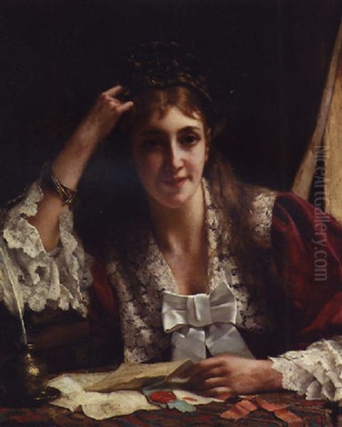 The Love Letter Oil Painting by Jan Frederik Pieter Portielje