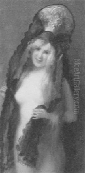 A Spanish Beauty Oil Painting by Jan Frederik Pieter Portielje